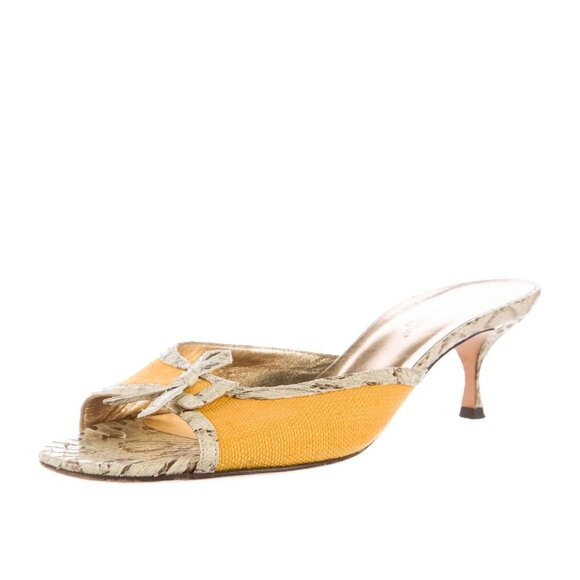 DOLCE & GABBANA Snakeskin-Canvas Slide Sandals Size 39.5 - Picture 1 of 4